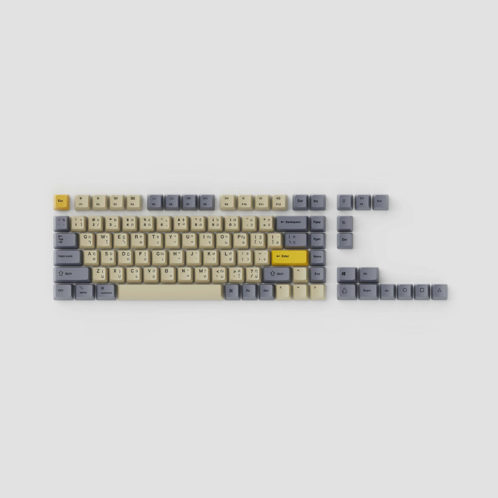 ชุดคีย์แคปภาษาไทย (TH Laser) Wheat Grey - OEM Dye-Sub PBT - Keychron