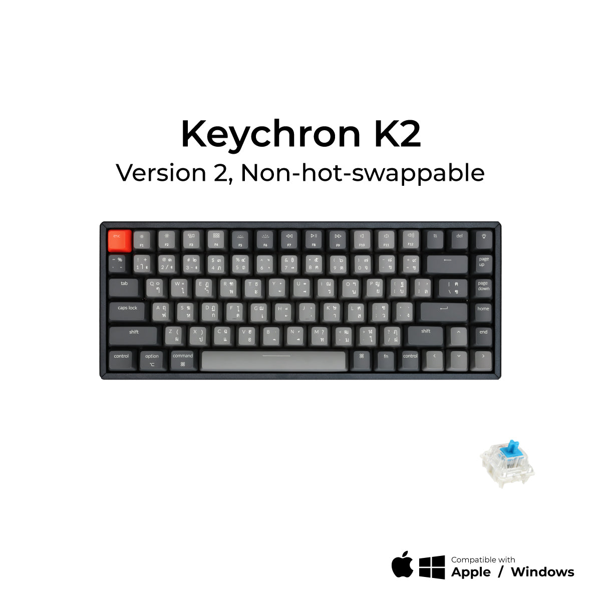 Keychron K2 V.2 Wireless Mechanical Keyboard (Non-Hot-swappable) - Keychron